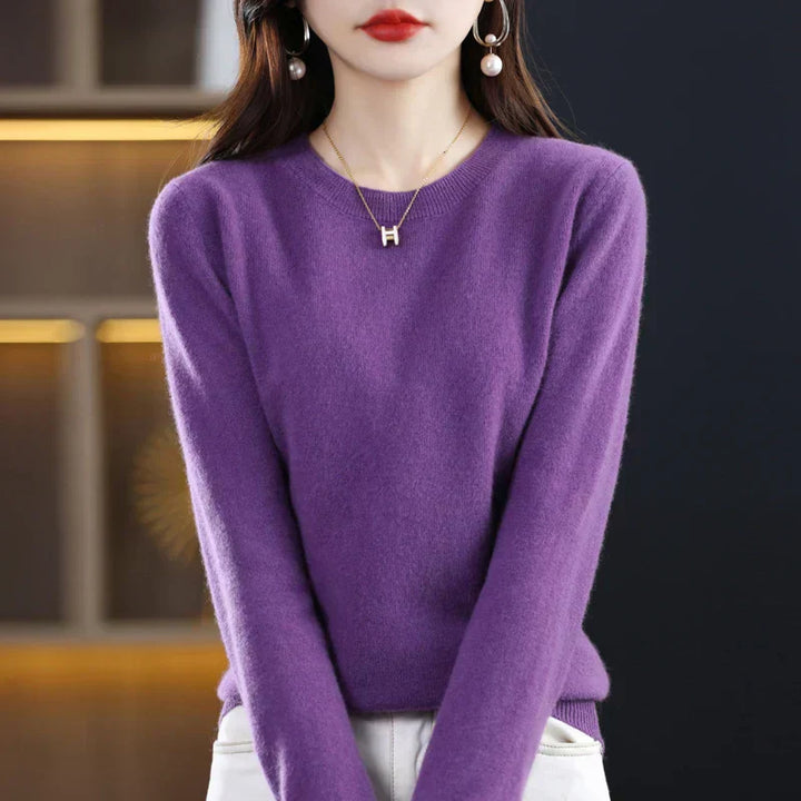 Damen Kaschmir Pullover mit Rundhalsausschnitt