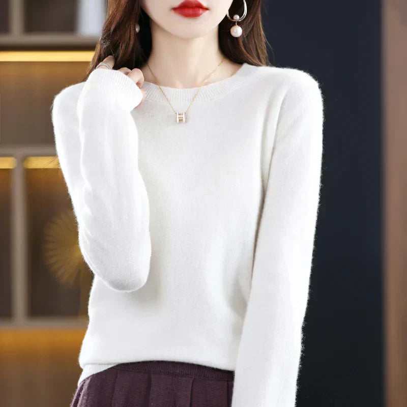Damen Kaschmir Pullover mit Rundhalsausschnitt