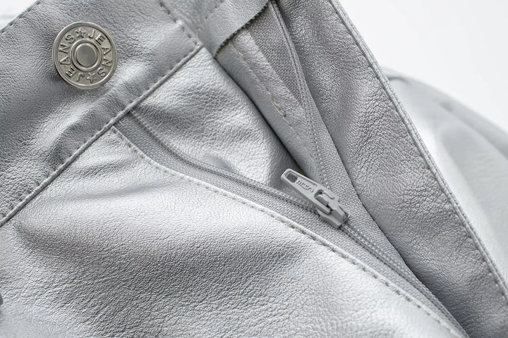 Miren | Damen Stylische Metallisch Silber Hose