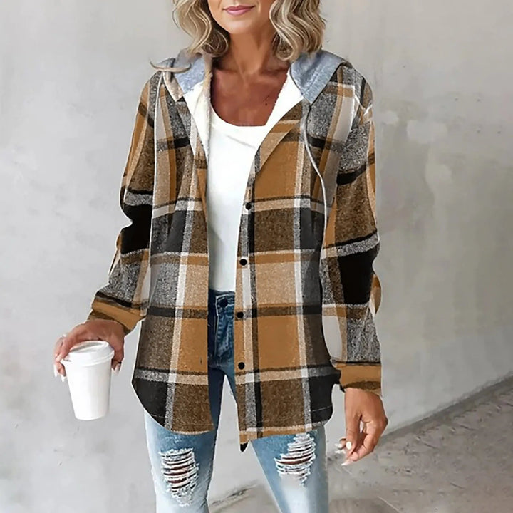 Damen Kapuze Karierte Hemdjacke | Entspannte Passform