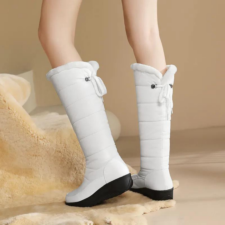Damen Kniehohe Winterstiefel mit Kunstfellfutter