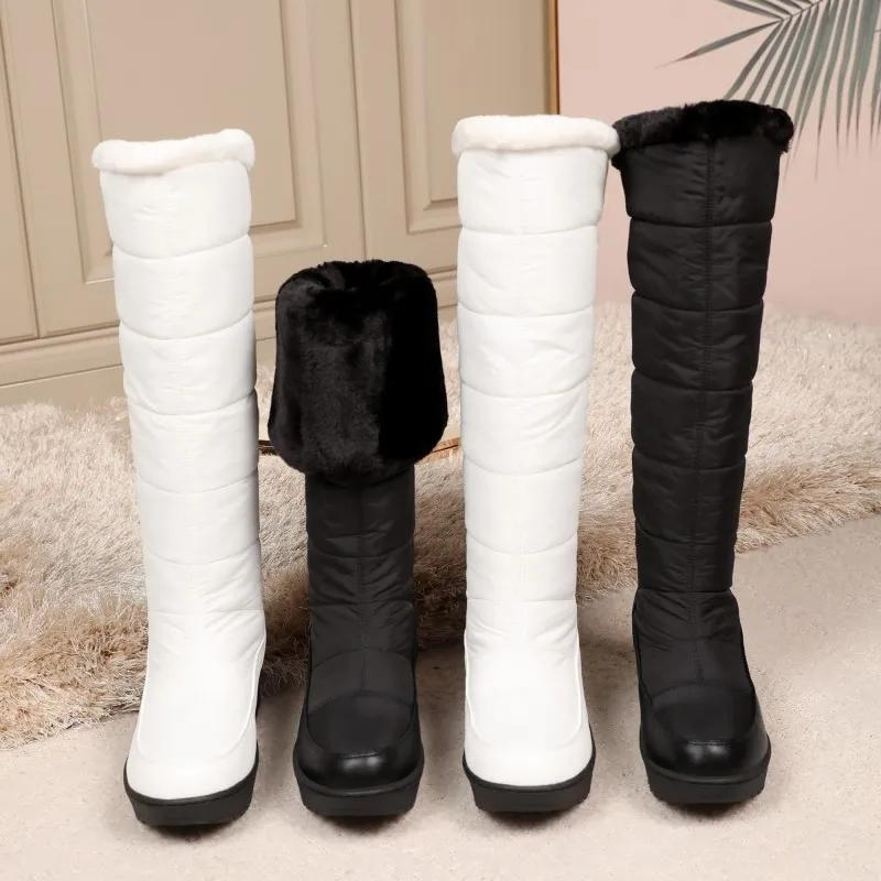 Damen Kniehohe Winterstiefel mit Kunstfellfutter