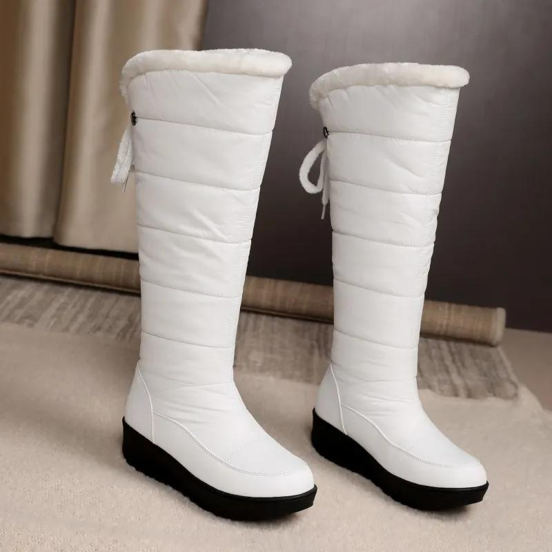 Damen Kniehohe Winterstiefel mit Kunstfellfutter