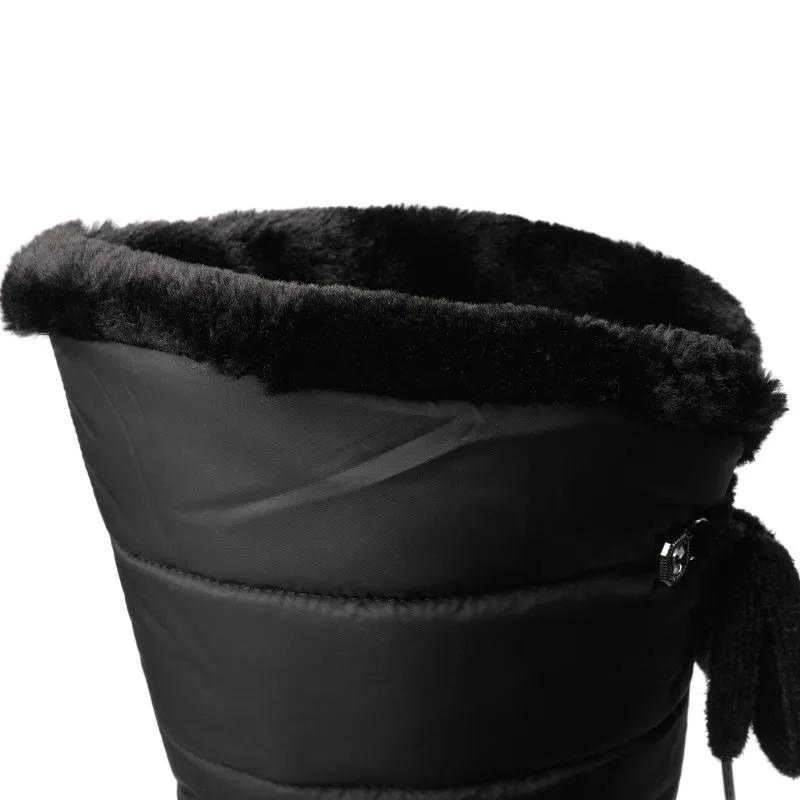 Damen Kniehohe Winterstiefel mit Kunstfellfutter