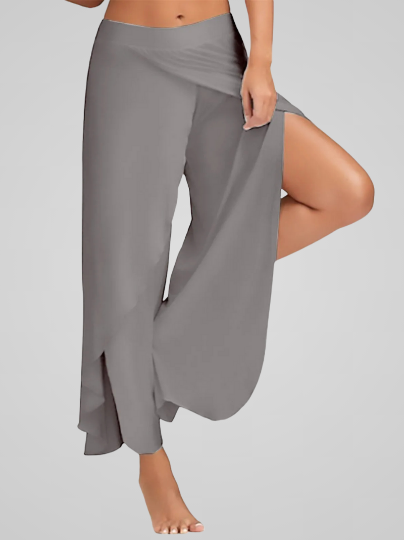 Juna | Damen Elegante Weitem-Bein Yoga Hose Mit Seitenschlitzen