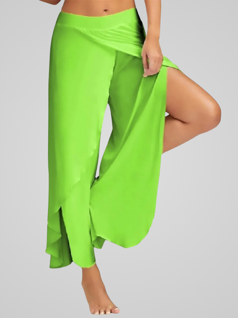 Juna | Damen Elegante Weitem-Bein Yoga Hose Mit Seitenschlitzen
