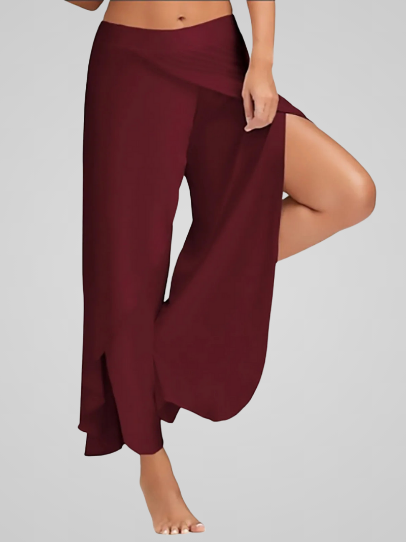 Juna | Damen Elegante Weitem-Bein Yoga Hose Mit Seitenschlitzen