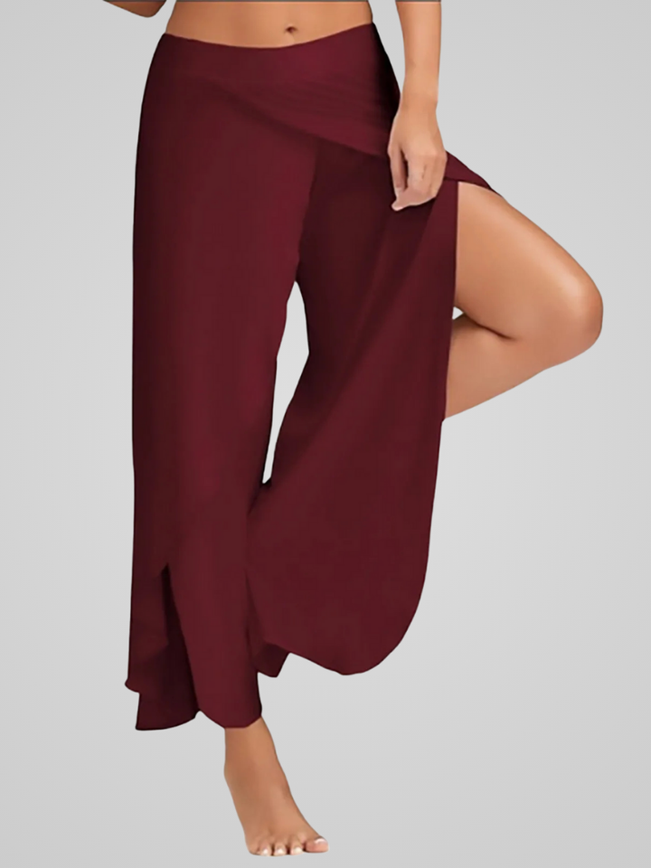 Juna | Damen Elegante Weitem-Bein Yoga Hose Mit Seitenschlitzen