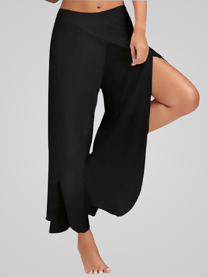 Juna | Damen Elegante Weitem-Bein Yoga Hose Mit Seitenschlitzen
