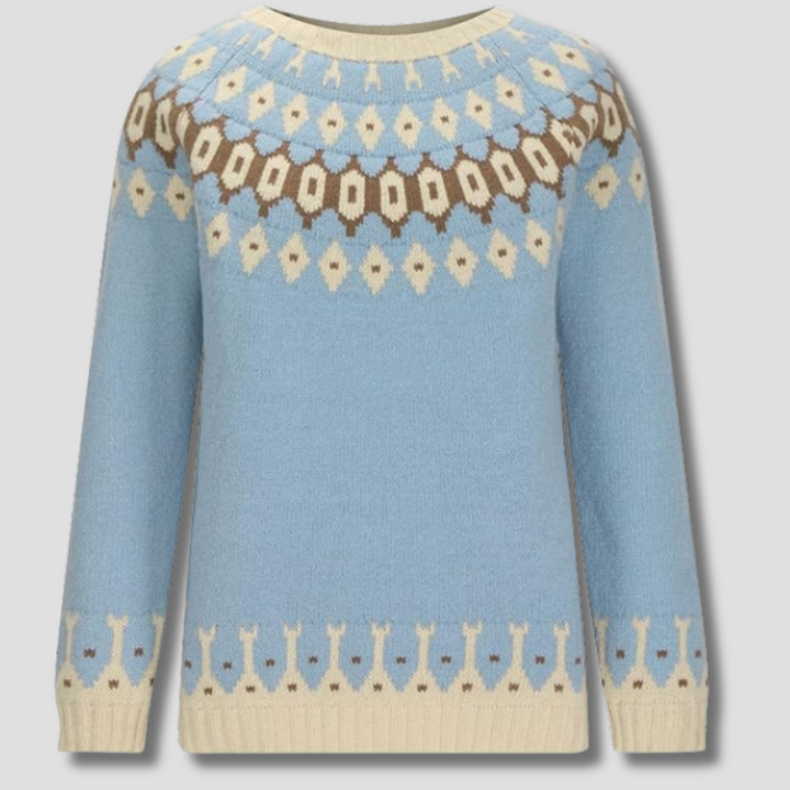 Damen Himmelblauer Nordischer Pullover | Entspannte Passform