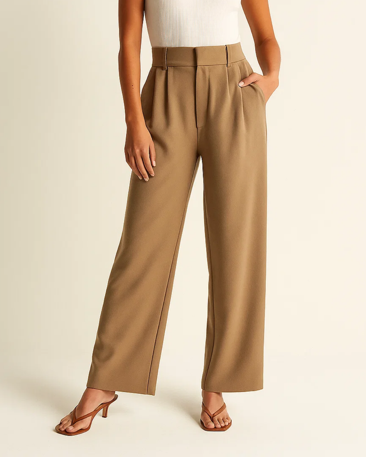Zoraya | Damen Hoher-Taille Entspannte Weitem-Bein Hose