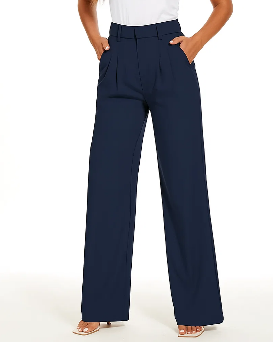 Zoraya | Damen Hoher-Taille Entspannte Weitem-Bein Hose