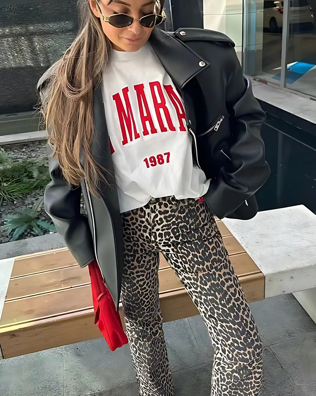 Nyelle | Damen Jeans mit Leopardenmuster
