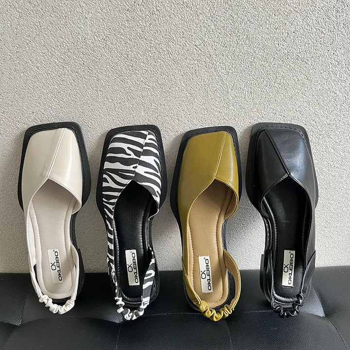 Vayla | Damen Slingback Sandalen mit Quadratischer Spitze - Einzigartiges Entwurf