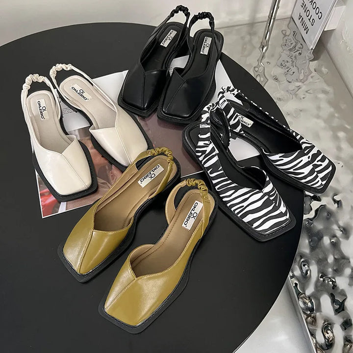 Vayla | Damen Slingback Sandalen mit Quadratischer Spitze - Einzigartiges Entwurf