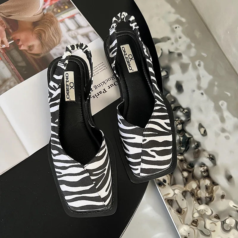 Vayla | Damen Slingback Sandalen mit Quadratischer Spitze - Einzigartiges Entwurf