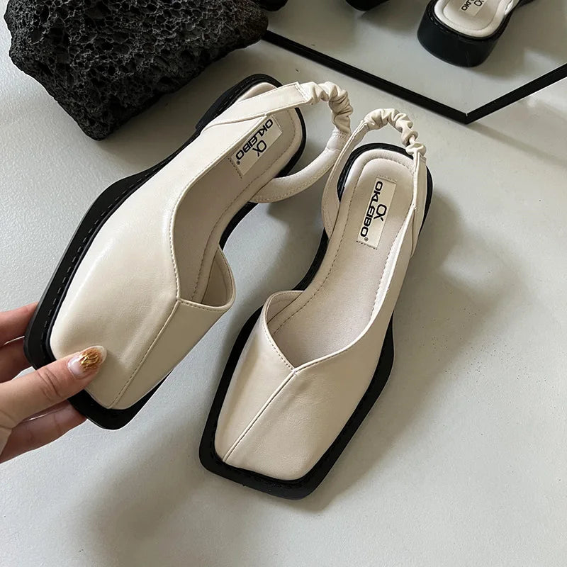 Vayla | Damen Slingback Sandalen mit Quadratischer Spitze - Einzigartiges Entwurf