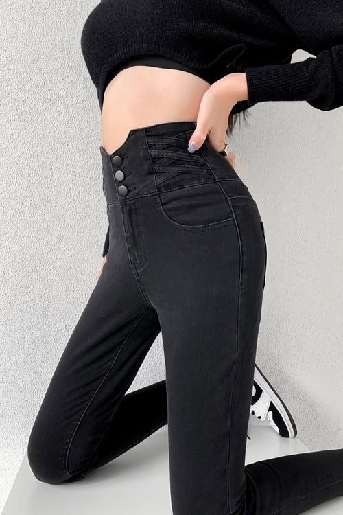 Hoher Taille Röhrenjeans Für Frauen | Dehnen und Komfort