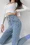 Hoher Taille Röhrenjeans Für Frauen | Dehnen und Komfort