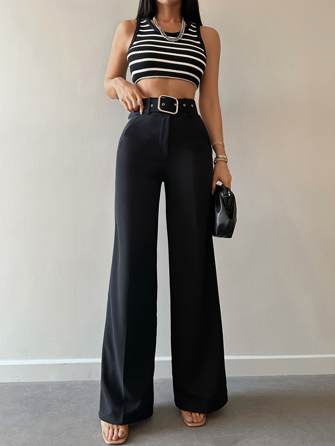 Irisa | Hochtaillierte Hose mit weitem Bein und Gürtel