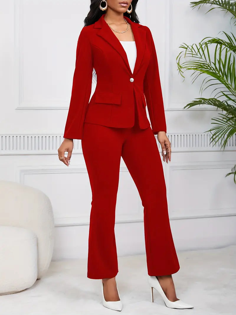 Ovidia | 2-Teiliger Damen Blazer und Bootcut-Hosenanzug