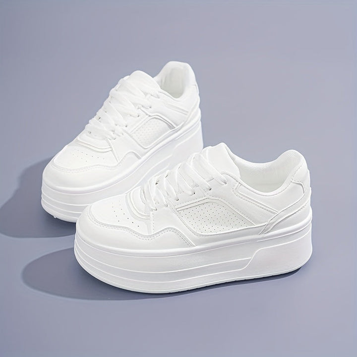 Elarith | Damen Weiß Plateau Turnschuhe