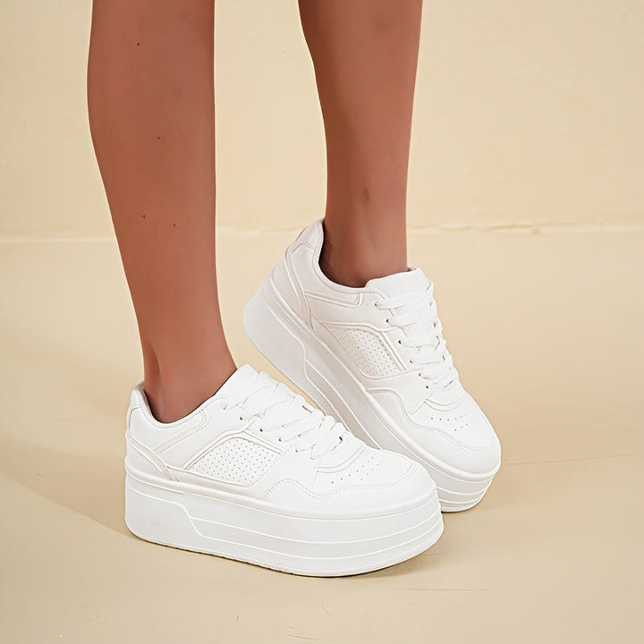 Elarith | Damen Weiß Plateau Turnschuhe