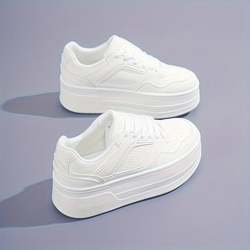 Elarith | Damen Weiß Plateau Turnschuhe
