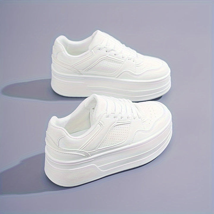 Elarith | Damen Weiß Plateau Turnschuhe