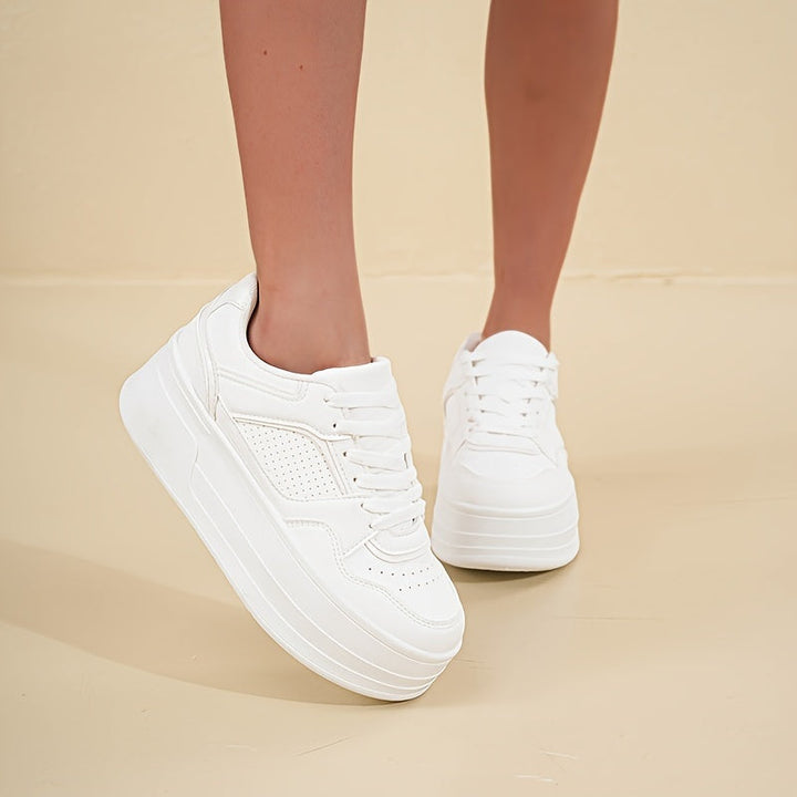 Elarith | Damen Weiß Plateau Turnschuhe