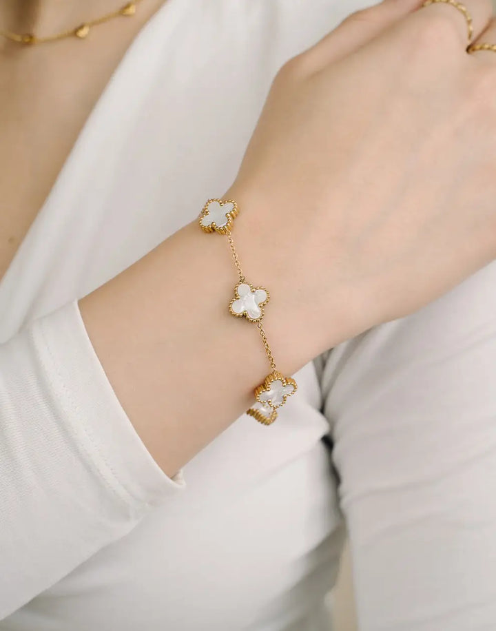 Klief Aure | Fünfblättriges Kleeblatt Edelstahl Armband