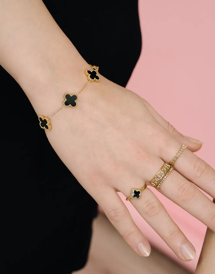 Klief Aure | Fünfblättriges Kleeblatt Edelstahl Armband
