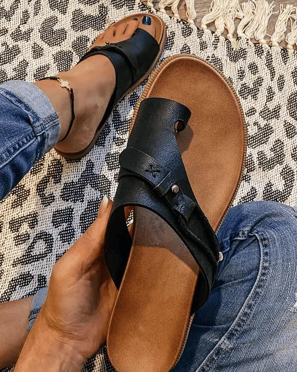 Isolde | Damen Ergonomische Leder Clip-Zehe Sandalen