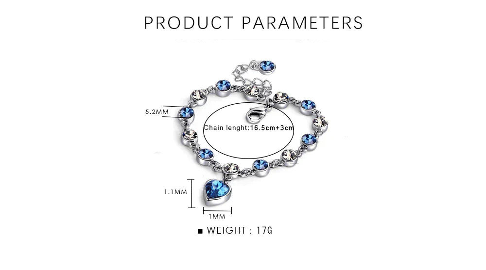 Luna | Verstellbares Sterling Silber Kristall Armband