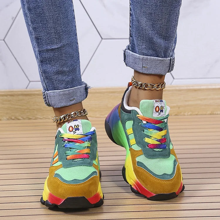 Orthopädische Regenbogen Turnschuhe für Frauen | Weich und Atmungsaktiv