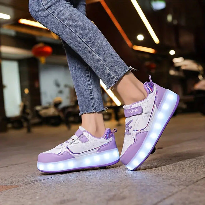 Rad-Skate Rolle Schuhe | Beliebte Turnschuhe mit Rädern Und LED-Lichtern Für Kinder