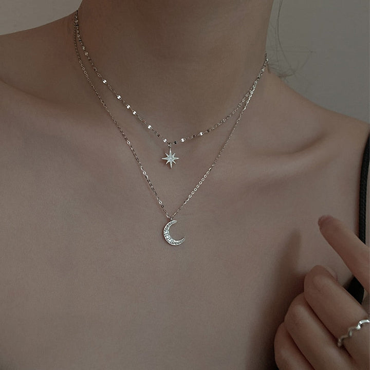 Mabel | Damen 925 Sterlingsilber Doppelschichtige Halskette