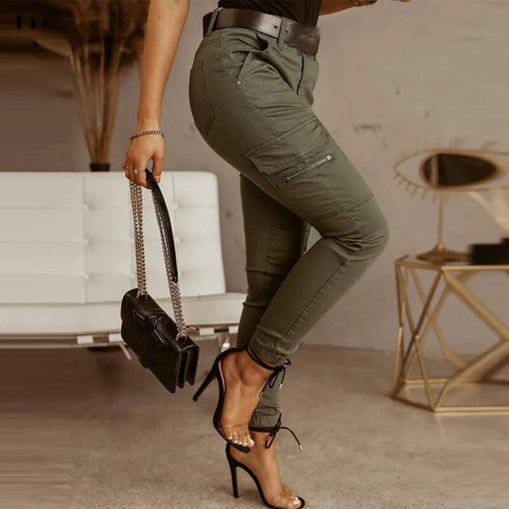 Svana | Damen Stilvolle Hoher-Taille Cargojeans