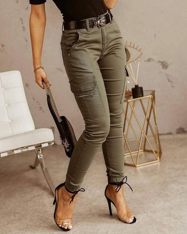 Svana | Damen Stilvolle Hoher-Taille Cargojeans