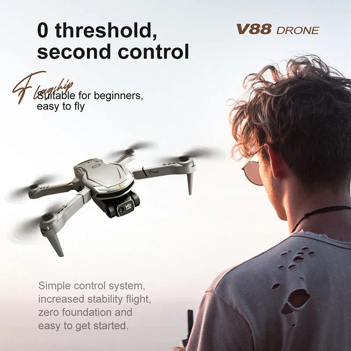 Leo | Mini V88 Drohne 8K mit GPS und HD Dual Kamera - Professionelle Luftbildfotografie Drohne