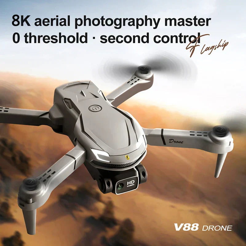 Leo | Mini V88 Drohne 8K mit GPS und HD Dual Kamera - Professionelle Luftbildfotografie Drohne