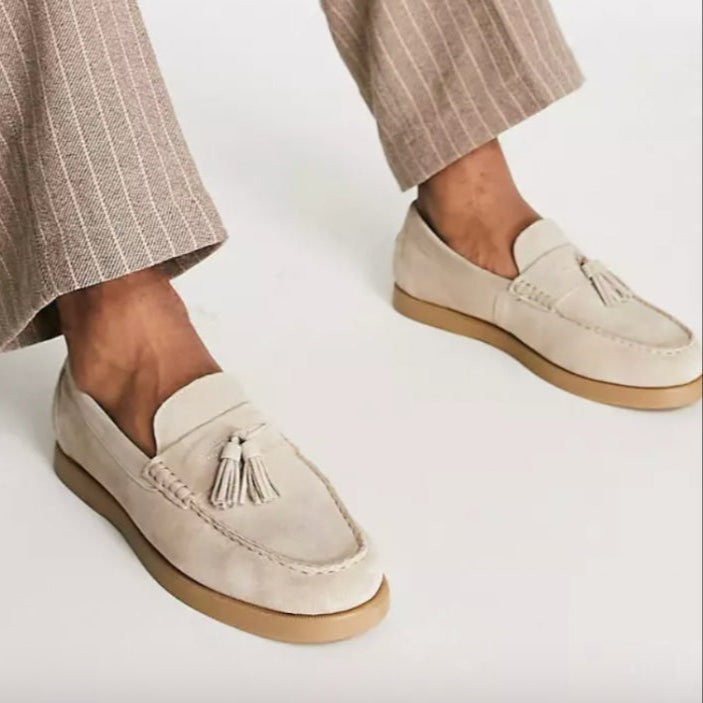 Fendrick | Herren Slipper Aus Wildleder mit Dicker Sohle und Quaste