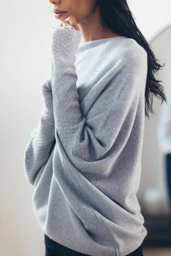 Damen Asymmetrischer Drapierter Strickpullover | Weich und Warm