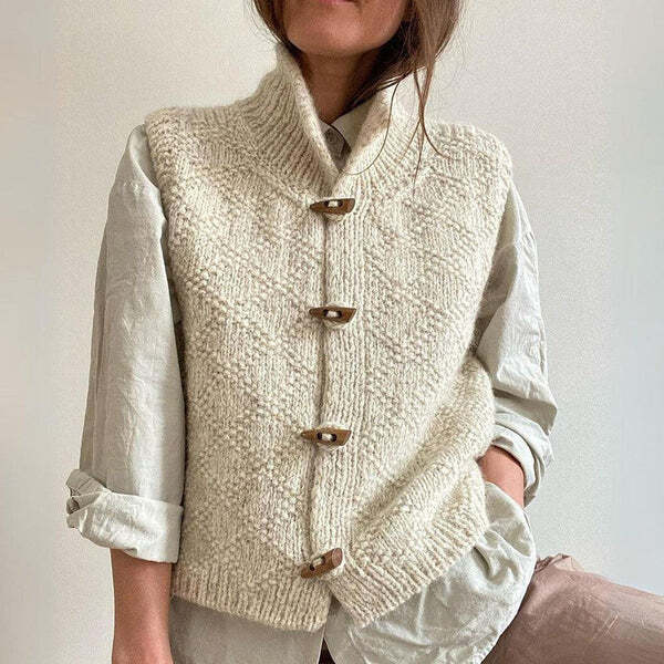 Damen Ärmellose Strickjacke Aus Wollmischung