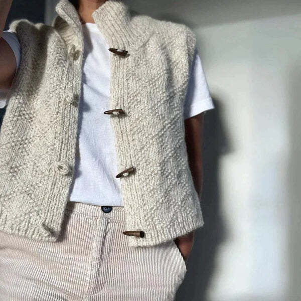 Damen Ärmellose Strickjacke Aus Wollmischung