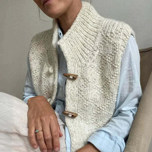 Damen Ärmellose Strickjacke Aus Wollmischung