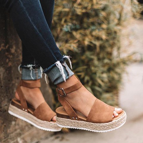 Indigo | Damen Plateau-Espadrille Sandalen