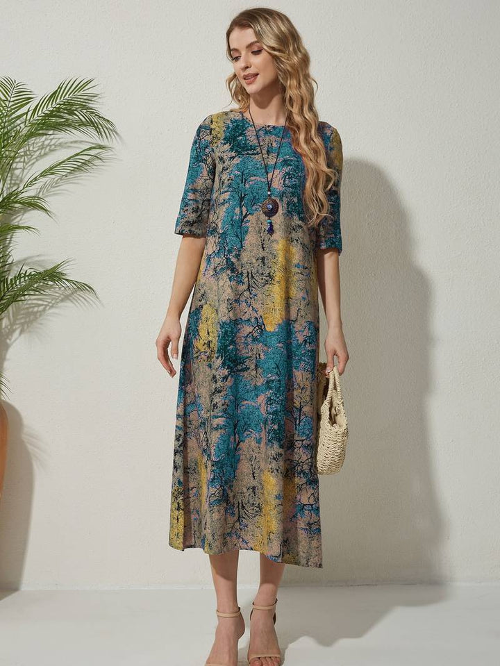 Olithia | Jahrgang Abstraktes Druck Kleid