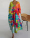 Calliope | Damen Buntes V-Ausschnitt Kleid