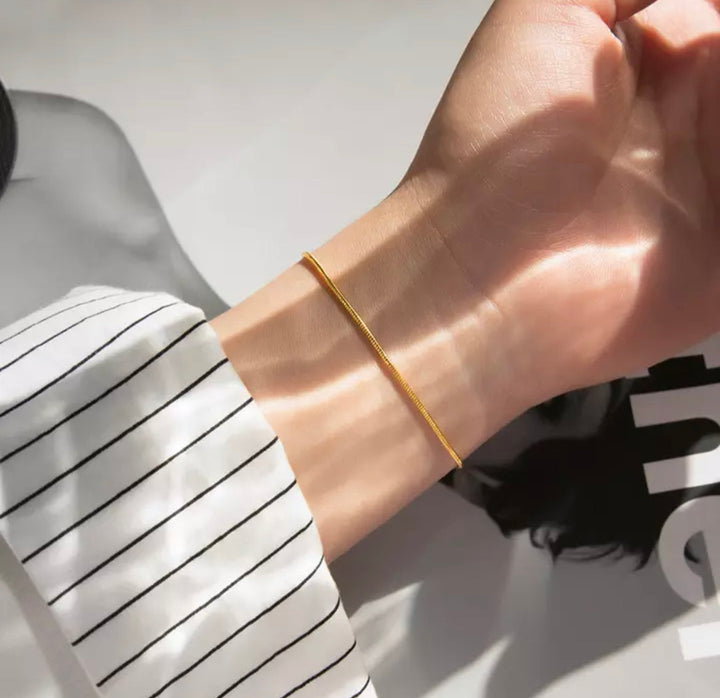 Colette | Minimalistisches Rosévergoldetes Schlangen-Kettenarmband